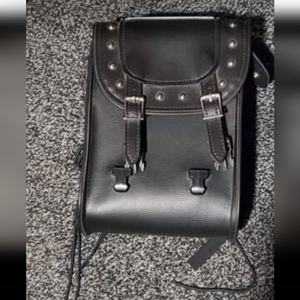 Black Leather Motorcycle Bag
